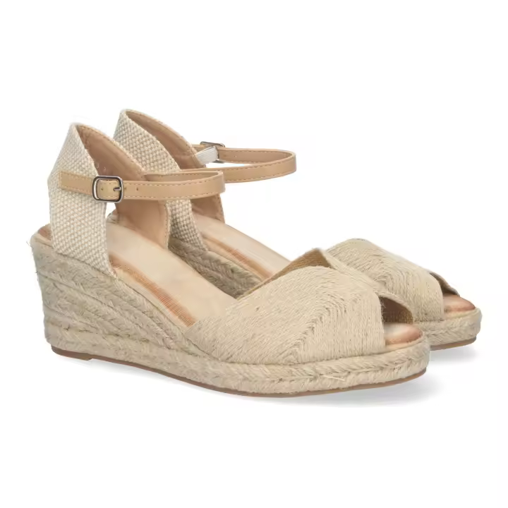 PuntoSalao Sandalias de cuña en yute pala abierta color beige mujer JNS-5P99 - 1