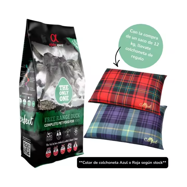 ALPHA SPIRIT Pato - Alimento Completo en Pienso Seco para Perros Adultos de Todas las Razas (Regalo Colchoneta en Saco de 12 kg) **COLOR COLCHONETA SEGUN STOCK** - 1