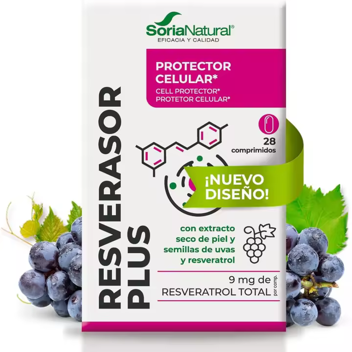 Soria Natural Resverasor Plus - Potente Antioxidante y Protector Celular - Salud Cardiovascular, Piel, Vitalidad - Caja 28 comprimidos - 1