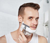 Afeitadora Manual De Seguridad Para Hombres Con Mango De Bambú Cabeza De Afeitar Doble Orilla Y 5 Hojas De Cuchillo Clásico Para Cabello Y Barba - details 0
