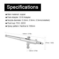 Kit De Aerógrafo Profesional Para Modelado Y Pintura Con Adaptador G1/8 Llave De 2 Copos De Flujo 2 Agujas 2 Boquillas - details 1