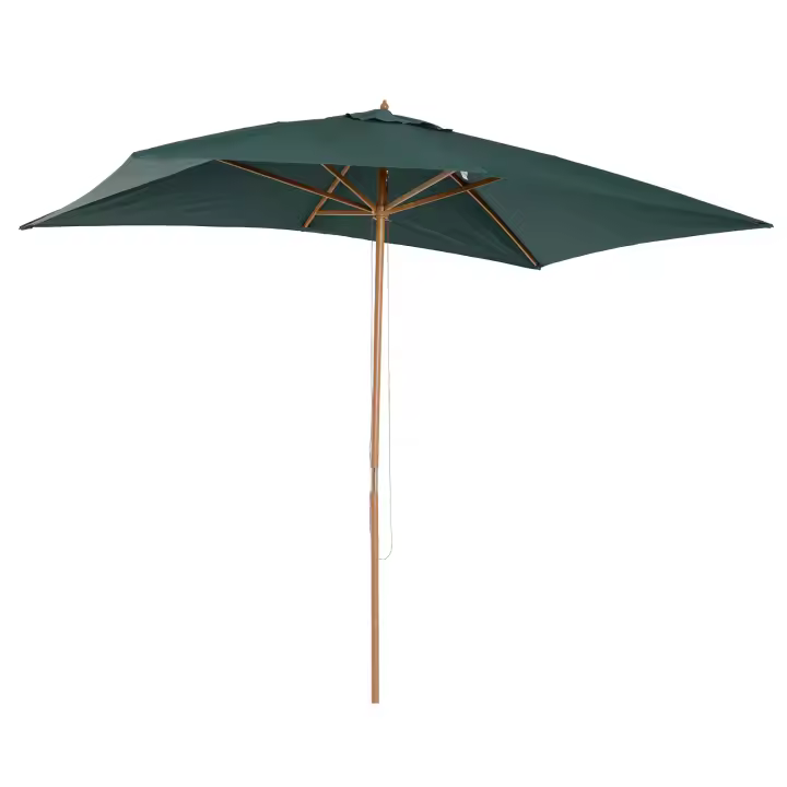 Outsunny Sombrilla Guarda-sol 3x2m y Altura 2,5m Jardín Terraza Poliéster 180 g/m² y Madera Verde Oscuro - 1