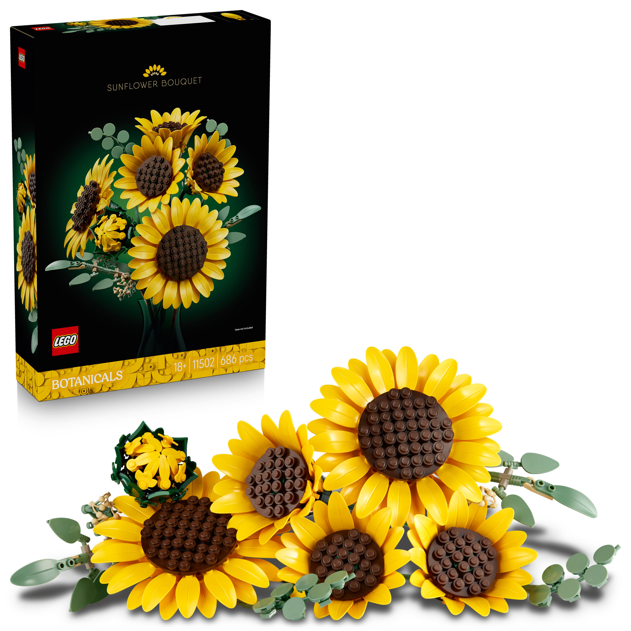 LEGO® 11502 Botanicals Ramo de Girasoles Adorno Floral Decoración para Salón u Oficina con 6 Girasoles y Eucalipto para Adultos a partir de 18 Años