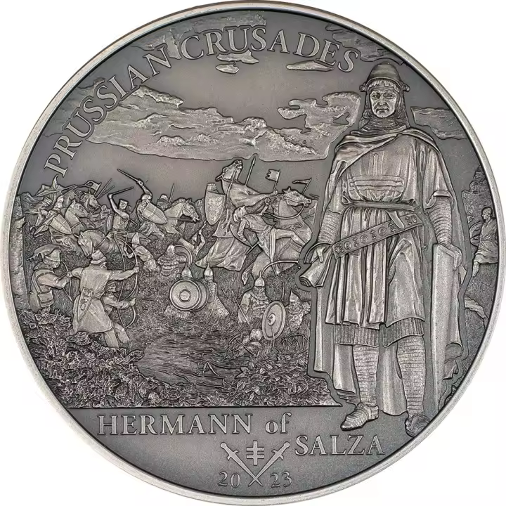PRUSSIAN CRUSADE 1 Oz Moneda Plata 5 $ Islas Cook 2023 - 1