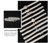 Cinturón decorativo de perlas para mujer - Estilo coreano con strass, ajustable para vestidos y looks dulces - details 11