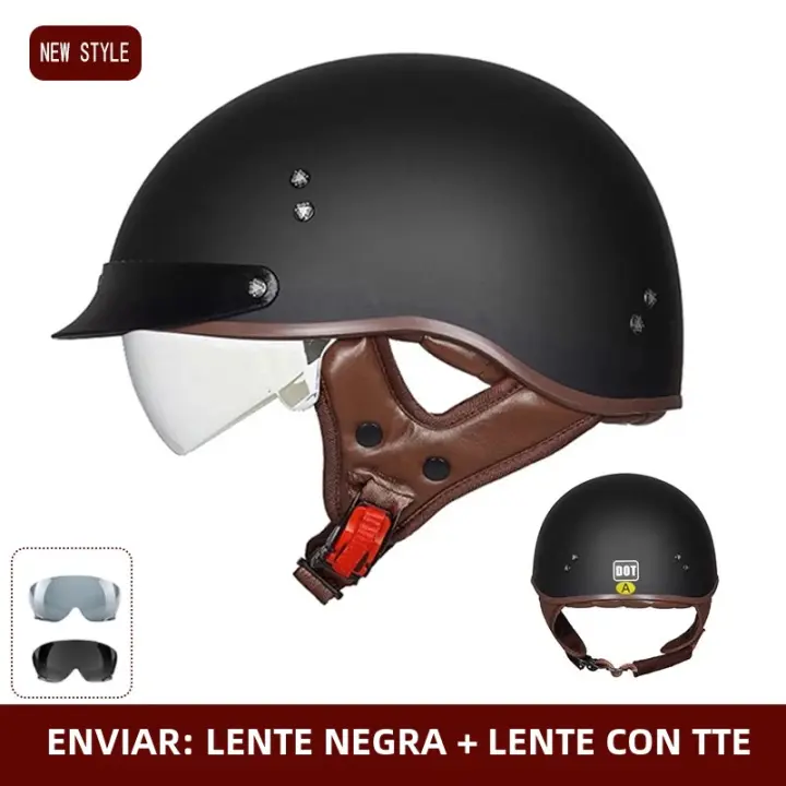 Casco De Motocicleta Retro Casco De Medio Cráneo Para Todo El Año Seguridad Casco De Crucero Casco De Verano Para Hombres Y Mujeres - 1