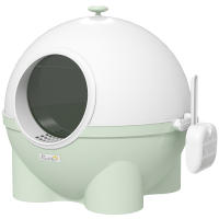 PawHut Arenero para Gatos con Cubierta Desmontable Caja de Arena para Gatos de Plástico con Pala Carga 4 kg 53x51x48 cm Verde - details 0