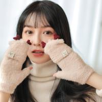Guantes De Navidad Con Reino Para Mujeres Y Niñas Estilo Plegable Mitad Dedo Llenos De Terciopelo Y Poliéster Unisex - details 13