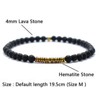Pulsera De Hombre Nueva 4mm Color Oro Antiguo Con Piedra De Hematita Y Madera Natural Pulsera De Meditación Con Cuentas Geométricas - details 4
