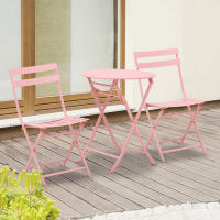 Conjunto de muebles de Balcón para 2 personas con Mesa Bistro plegable Y 2 Sillas Rosas para Jardín y patio - details 2