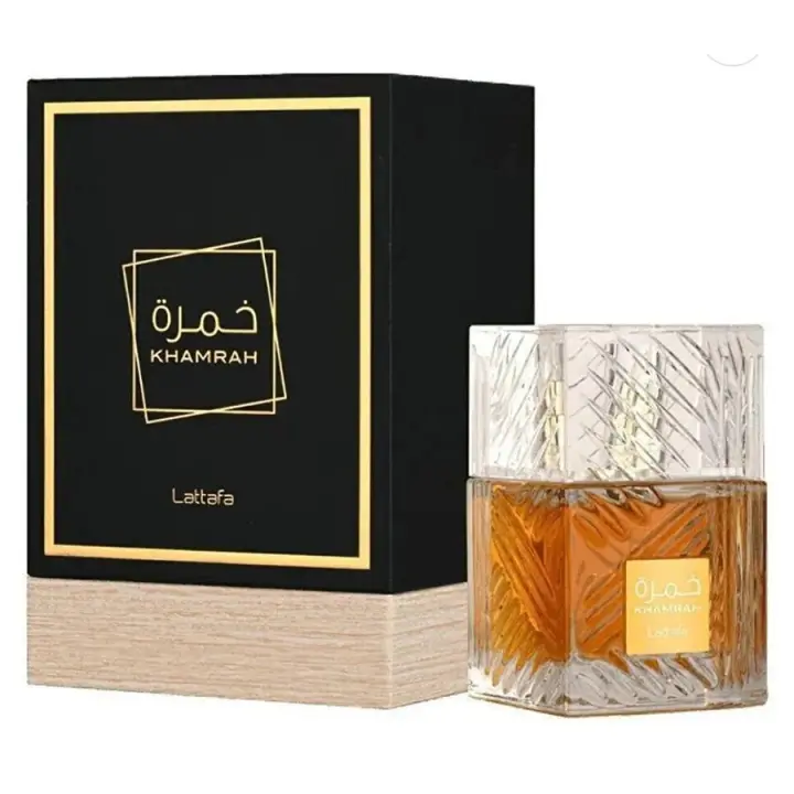 Perfume Khamrah Negro 100ml - Lattafa: Fragancia Oriental Gourmand Unisex - Notas Especiadas, Dulces y Amaderadas - Elegancia y Calidez para Eventos Especiales - Lattafa - 1