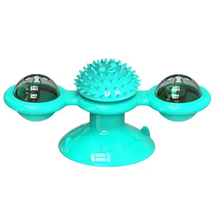 Juguete Interactivo Para Gatos Molino De Viento Juego De Puzzle Con Giradiscos Y Cepillo Para Gato Juguete Para Limpieza Dental De Mascotas - 1