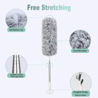 Aspirador de polvo extensible, aspirador de polvo de microfibra, con una longitud de hasta 280 cm, con varilla extensible de acero inoxidable, lavable, fácil de quitar el polvo (gris) - details 1