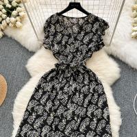 Vestido Bohemio De Verano Para Mujer Estampado Floral Vintage V-Neck A-Line Midi Con Abertura Elegante Ropa Casual Female - details 12