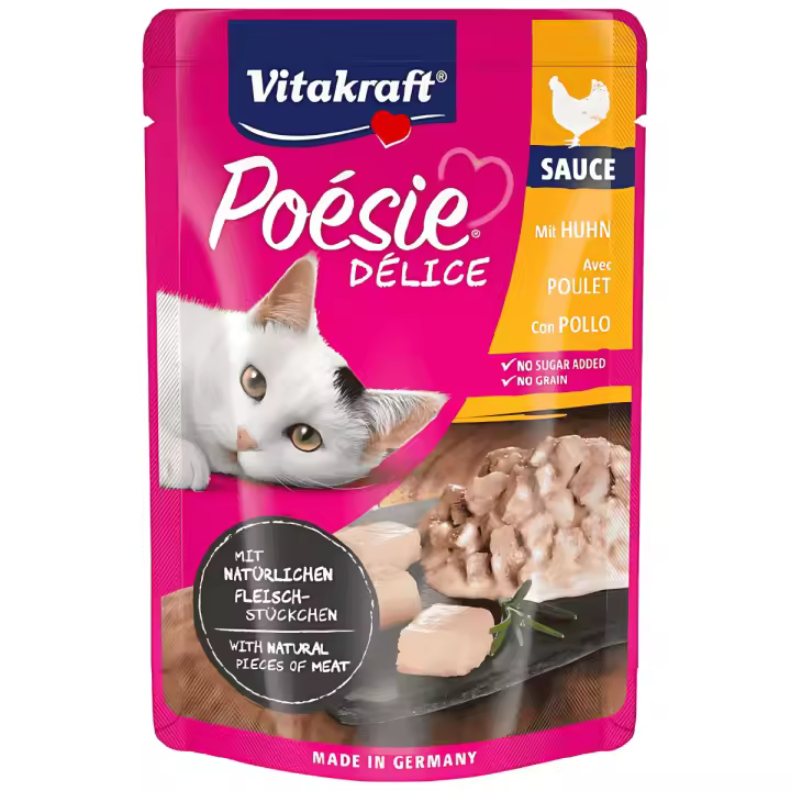 Vitakraft Poesie Delice Salsa con trocitos de Pollo 85 gr - 1