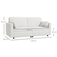 HOMCOM Sofá de 3 Plazas Sofá de Salón Tapizado en Poliéster con 2 Cojines Acolchado Sofá de Diseño para Dormitorio 178x82x85 cm Crema - details 2
