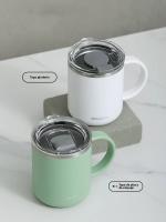 Taza De Acero Inoxidable 450ml Con Capa Doble Taza De Café Con Tapa De Plástico Y Asa Para Uso Doméstico Y Oficina Regalo - details 3