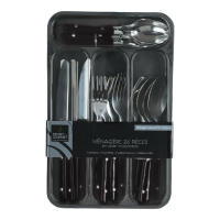 Set de 24 Cubiertos con Cubertero - Acero Inoxidable con Mangos de Polipropileno - Incluye Tenedores, Cuchillos, Cucharas y Cucharillas - Disponible en Rojo, Negro y Gris. 5Five - details 2