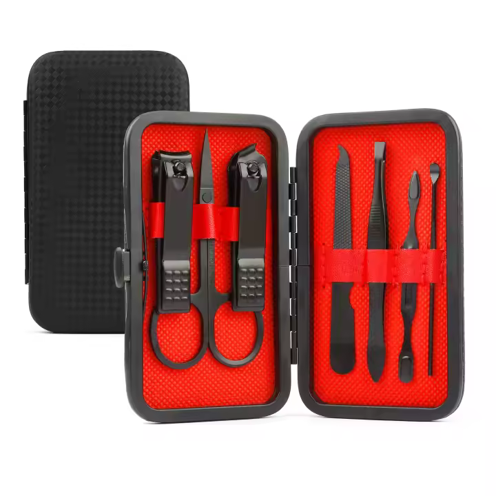 Juego de manicura, regalo de Navidad para hombres, kit de cortaúñas, juego de cortaúñas, kit de cuidado de uñas, kit de manicura 7 en 1, kit de cuidado facial y pedicura de acero inoxidable, regalos de Navidad para hombres, papás y adolescentes - 1