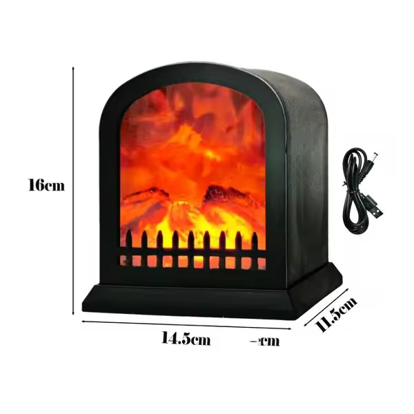 ARISE SHOP-Luz de Llama Decorativa para Chimenea Eléctrica Empotrada Incorporada, con Juego de Leños Efecto Decorativo Negro,USB,funciona con pilas. - 1
