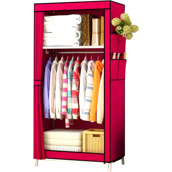 Nyana Armario Vestidor Tela con Bolsillos Laterales 160x70x45cm - Organizador de Ropa y Zapatos - 1