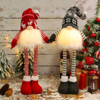 Muñeca Luminosa De Piernas Largas Sin Cara Con Pantalones Rayados Y Colgante De Santa Claus Figura De Navidad Para Decoración Del Hogar - details 17