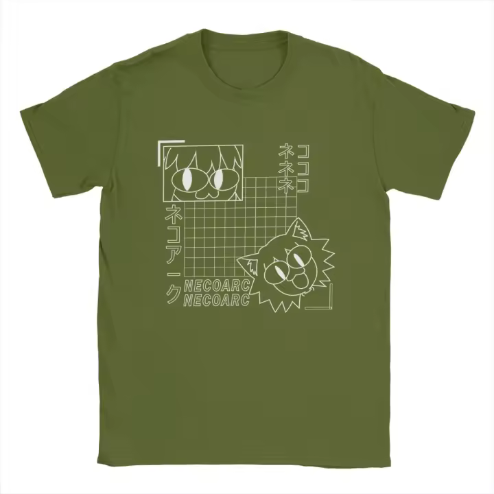 Camiseta De Algodón 100% Para Hombre Con Estampado Neco Arc Estilo Casual De Cuello Redondo Manga Corta Para Todo El Año - 1