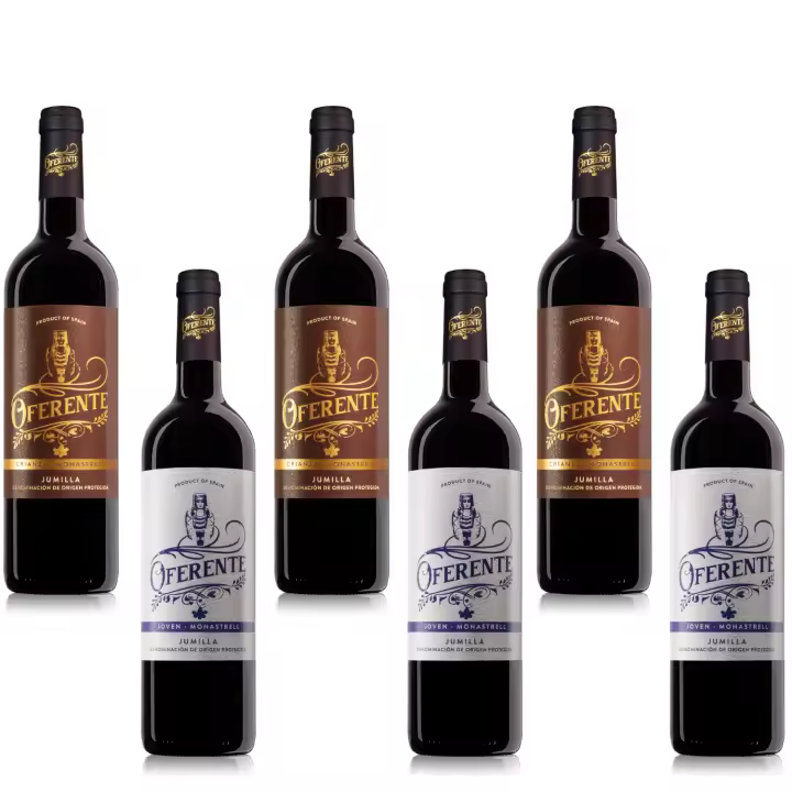 OFERENTE - Vino Tinto Crianza y Joven Santiago Apostol - Vino Tinto D.O Jumilla -Caja de Vino Tinto Crianza y Joven - Vino Tinto Premium - Pack de Vinos Crianza y Joven - Vino Tinto de Calidad - 6 Unidades de 750 ml - 1