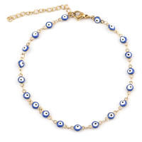 Anklet De Acero Inoxidable Con Ojo Turco Para Mujer Pulsera Colorida De Enamel Joyería De Pierna Regalos De Cumpleaños 23cm Longitud 1 PC - details 5