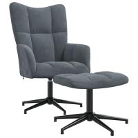 vidaXL Sillón de relax con taburete de terciopelo Gris claro, Gris oscuro, Negro Sillon Dormitorio Sillon Comodos Silla Relax Sillón Sofá - details 3