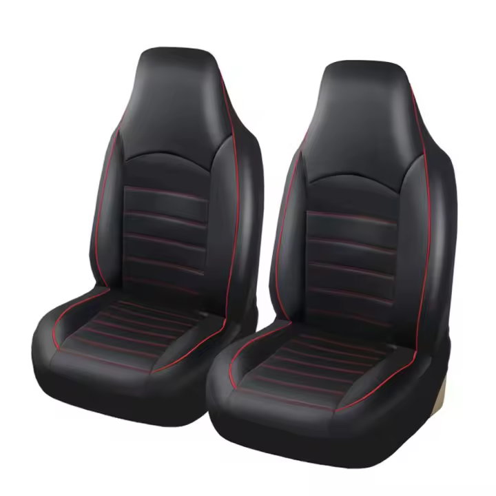 Fundas universales para autos de piel sintética para 2 plazas, color Negro y Rojo, interior tuning. - 1