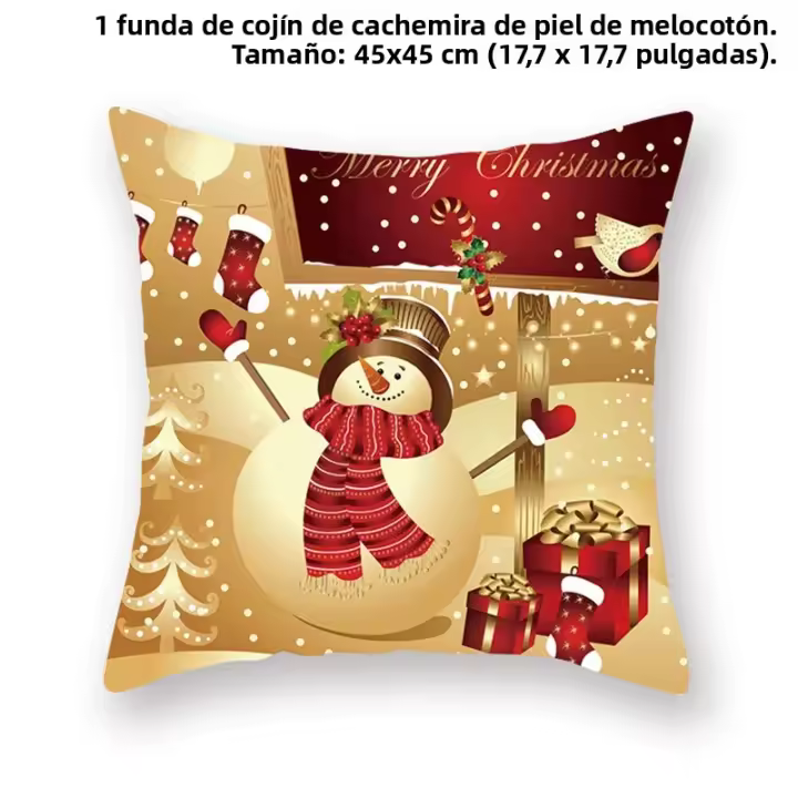 Funda De Cojín Navideña 45x45cm 'Feliz Navidad' Decoración Para El Hogar Regalo De Xmas Fundas De Cojín De Poliéster/Celulosa - 1