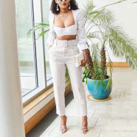 Elegantes Pantalones De Oficina Para Mujer Cintura Alta Con Cinturón Estilo Lady De Negocios Moda Trabajo Pantalones Rectos De Talla Fija Para Todas Las Estaciones - details 34