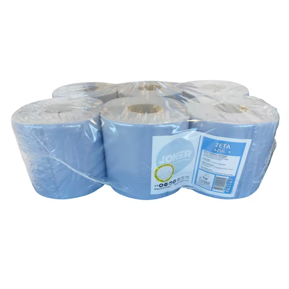 Plasacar S.L.-Papel Secamanos Alimentario Mecha Gofrado 2 Capas Virgen Azul 800 gr. ref. Joker (Pack 6 unid) - details 0