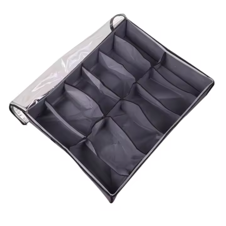 Organizador de almacenamiento de zapatos debajo de la cama, caja contenedor de zapatos de tela plegable con cubierta transparente, bolsa de almacenamiento de ventana transparente - 1