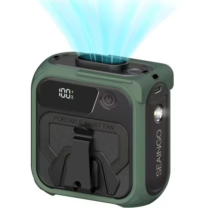 Ventilador portátil de cadera - Mini ventilador - 5 velocidades 16000 RPM - Ventilador portátil con clip para cinturón y camisa - Ventilador de cadera - Para acampar, viajar y actividades al aire libre - 1