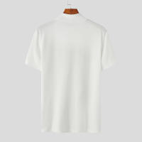Camiseta De Hombre 2024 Estilo Coreano Casual Con Cuello Alto Y Mangas Cortas Para Verano Moda Streetwear Tejido Poliéster Y Spandex - details 16