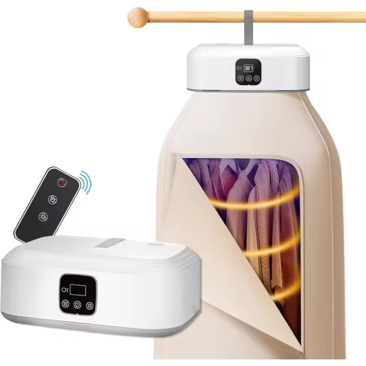 Secadora de Ropa Eléctrica Portátil, Mini Secadora Ajustable, Secadora de Ropa Pequeña, Temporizador de 480 Min y Función de Calefacción PTC, para Apartamento, Viajes, Dormitory, RV - 1
