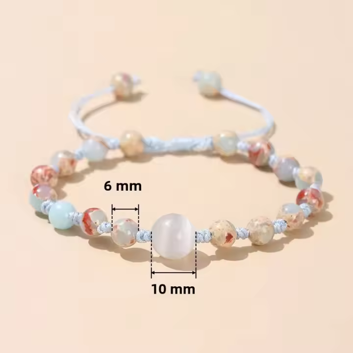 Pulsera Ajustable De Piel De Serpiente Azul Natural JD Para Mujer Estilo Dulce Con Cuentas De Ojo De Gato Joyería Regalo Tejida Con Piedra Semi-preciosa - 1