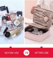 Neceser Maquillaje,Portátil, Organizador Grande para Mujeres y niñas,Bolsa de cosméticos,Bolsa de Aseo Impermeable Gran Capacidad,para Hogar Vacaciones Viaje(Rosa) - details 0