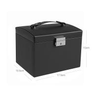 Caja joyero de 3 niveles con espejo, asa y cerradura, ideal para viajes, estilo moderno, blanco clásico o negro, perfecto como regalo - details 13