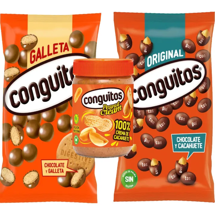 Pack Conguitos negro bolsa 1kg,galleta leche bolsa 1kg ypeanut cream 340g - 1