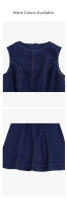 Vestido Midi Sin Mangas Para Mujer UNIZERA Estilo Cowboy Decoración De Cremallera Casual Primavera/Verano A-Line O-Neck - details 5