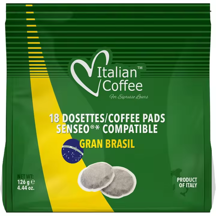 180 Cápsulas Senseo Compatibles - Café Arabica de Brasil en Monodosis - 100% Calidad Italiana para Cafeteras Philips Senseo - 1
