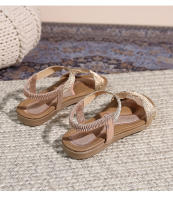Nuevos zapatos de playa de alta gama de verano, ligeros, de lujo, a la moda, con diamantes de imitación, zapatos casuales para mujer, sandalias planas con banda elástica y punta con clip - details 41