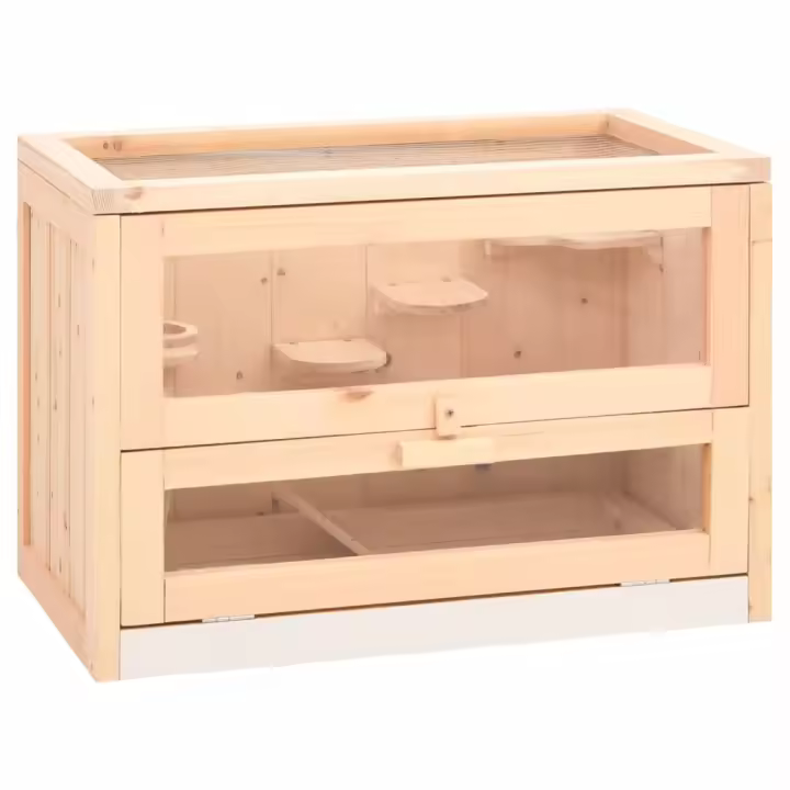 vidaXL Jaula para hámster madera maciza abeto 60x35,5x42 cm - 1