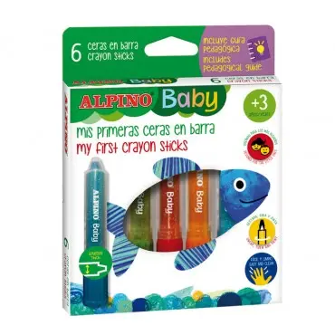 CERA EN BARRA ALPINO BABY 6 COLORES SURTIDOS     PERGAMINO - 1