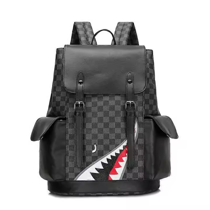 Fashion PU Leather Backpack college schoolbag Laptop Bag Leisure business travel Multifunctional backpack - 1
