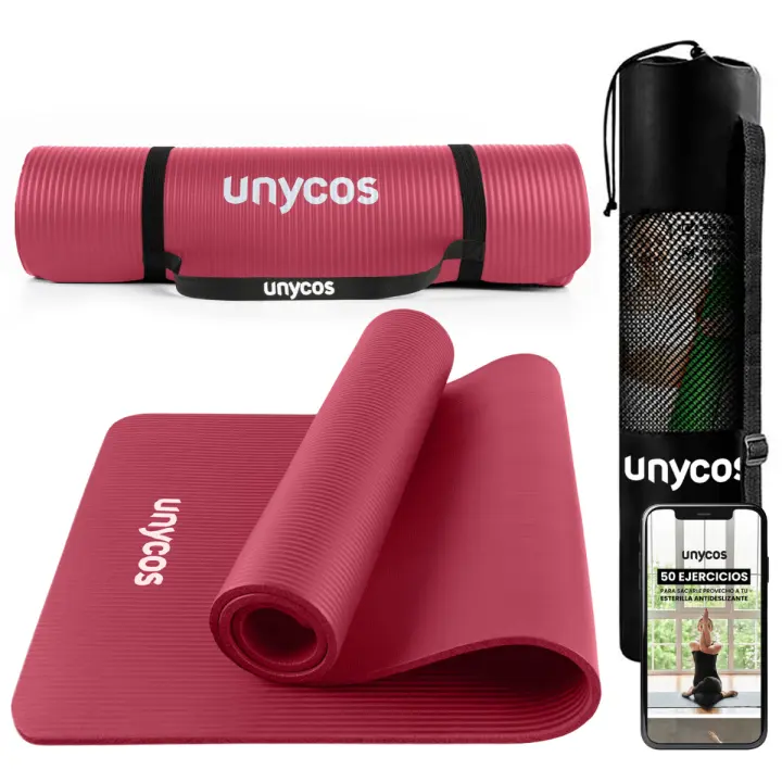 UNYCOS Esterilla de Ejercicios 183*60cm - NBR - Incluye Correa de Hombro y Bolsa de Transporte, E-book con Ejercicios - 1