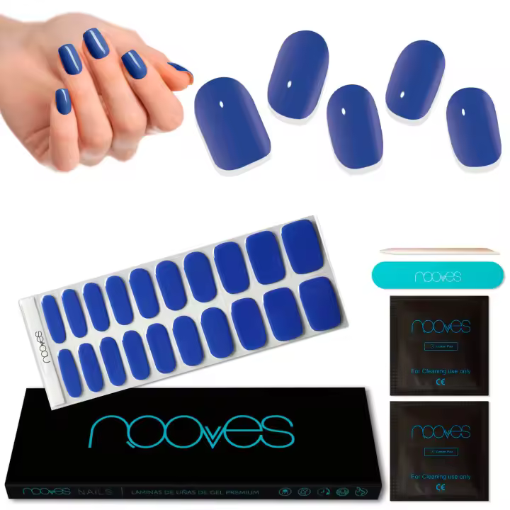 NOOVES NAILS Láminas de Uñas de Gel Precurado Premium - Royal Blue - Azul Tiras De Uñas De Gel semicurado Pegatinas Uñas Semipermanente en Gel Gel Nail stickers Uñas de gel Pegatinas - 1